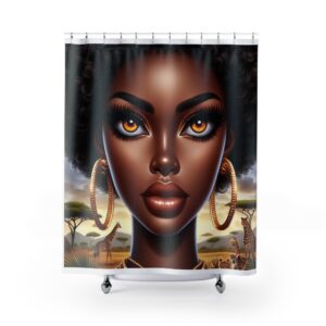 Elegant African Art Shower Curtain, Boho Home Decor, Bathroom Wall Art, Unique Gift for Her, Ethnic Style Textile