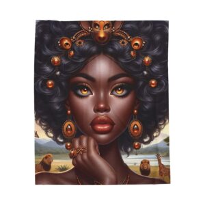 African Queen Velveteen Plush Blanket, Cozy Throw for Home Décor, Perfect for Gift, Travel, and Relaxation