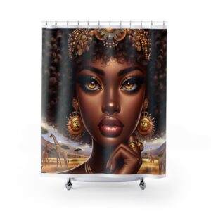 African Queen Shower Curtain, Bohemian Decor, Ethnic Home Art, Stunning Bathroom Accessory, Gift for Her, Unique Bathroom Design