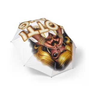 Foldable Umbrella — Blonde Pinup 'Love' Graphic Compact Rain Umbrella